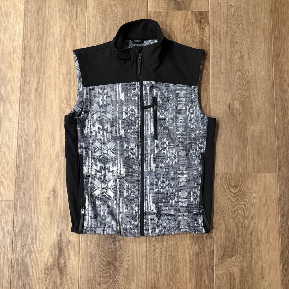 Hooey Black and Gray Patterned Vest